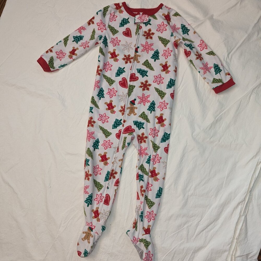Carter's Christmas Fleece Footie Pajama Christmas Cookies Gingerbread, 4T